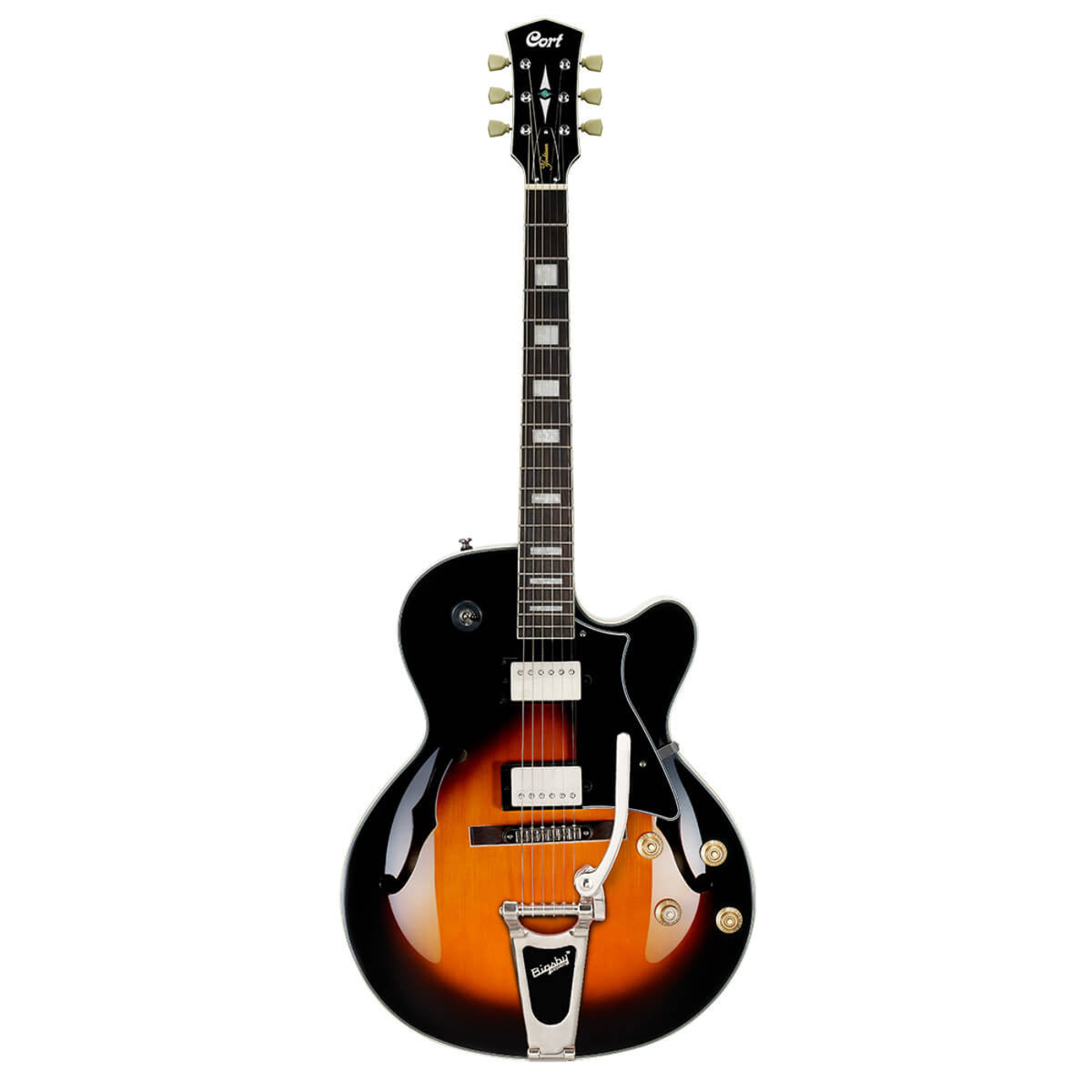 Cort Yorktown-BV Semi Hollow Electric Guitar BIGSBY Trem - Tobacco Burst W/- Gig Bag ( C21015)-Cort-Infinite Music