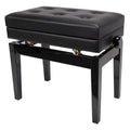 Crown Deluxe Tufted Adjustable Piano Stool - Black-Crown-Infinite Music
