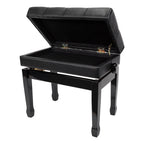 Crown Tufted Double Padded Height Adjustable Piano Stool - Black-Crown-Infinite Music
