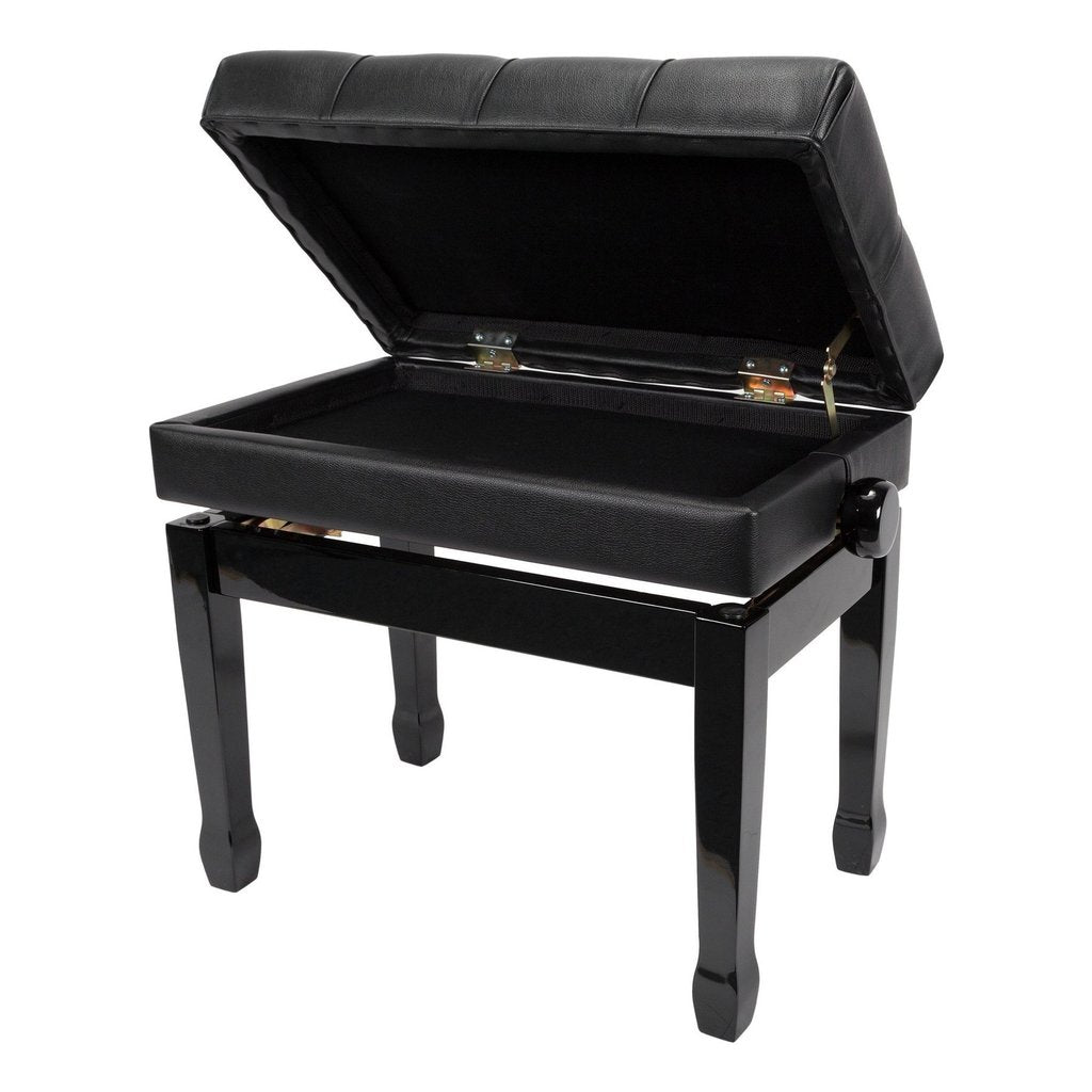Crown Tufted Double Padded Height Adjustable Piano Stool - Black-Crown-Infinite Music