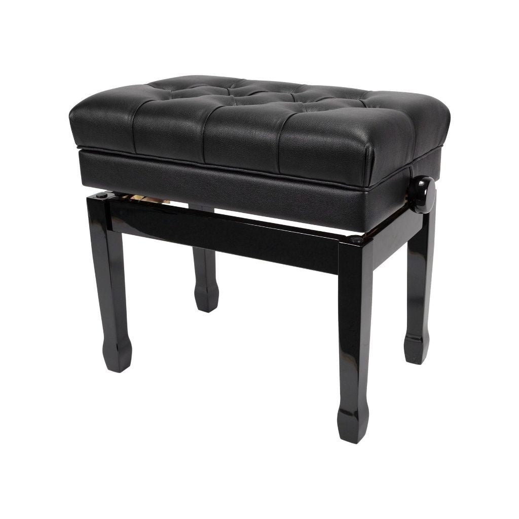 Crown Tufted Double Padded Height Adjustable Piano Stool - Black-Crown-Infinite Music