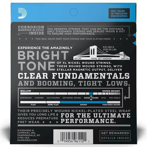 D'Addario Custom Light 5 String Bass Guitar String Set - 45-130-D'Addario-Infinite Music