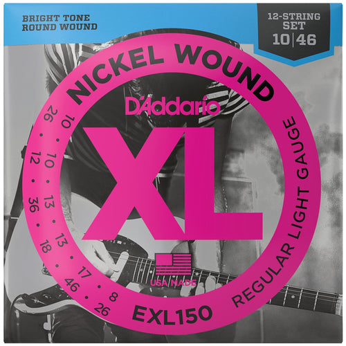 D'Addario EXL150 12-String Nickel Wound Electric Strings - Regular Light (10-46)-D'Addario-Infinite Music