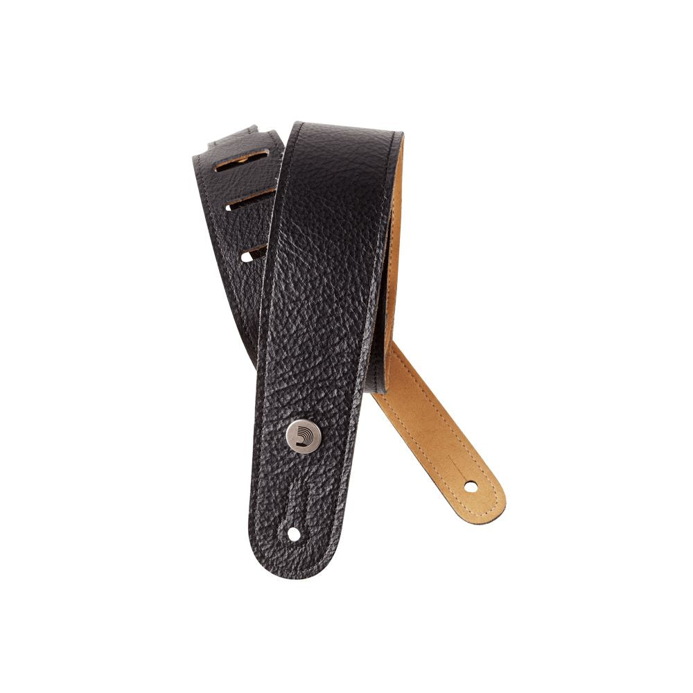D'Addario Slim Garment Leather Guitar Strap - Black-D'Addario-Infinite Music