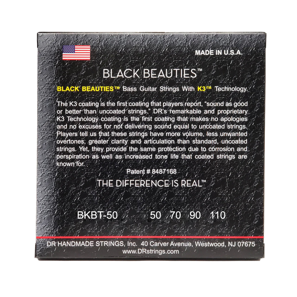 DR BLACK BEAUTIES BKBT-50 Black Colored Bass Guitar Strings: Heavy 50-110 Tapered-DR Strings-Infinite Music