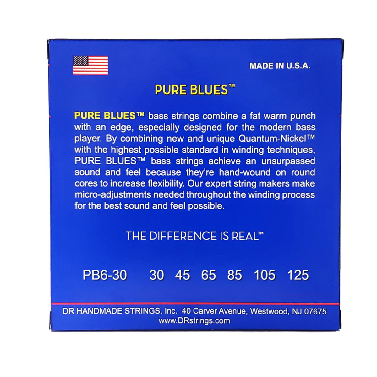 DR PURE BLUES PB6-30 Quantum Nickel Bass Guitar Strings: 6-String Medium 30-125-DR Strings-Infinite Music