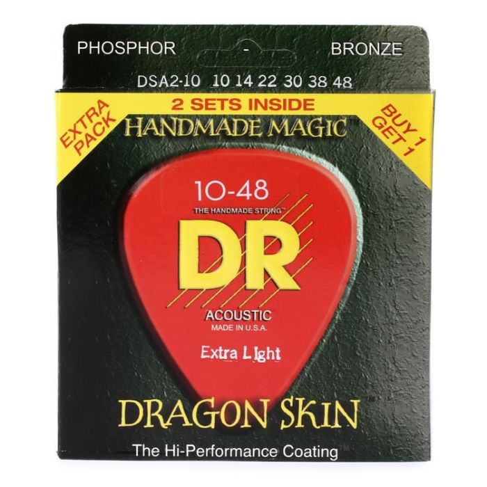 DR Strings DSA-2/10 Dragon Skin 10-48 Acoustic Guitar Strings - 2 Pack-DR Strings-Infinite Music