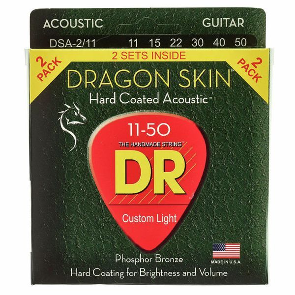 DR Strings DSA-2/11 Dragon Skin 11-50 Acoustic Guitar Strings - 2 Pack-DR Strings-Infinite Music