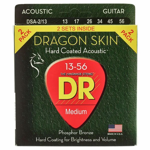 DR Strings DSA-2/13 Dragon Skin 13-56 Acoustic Guitar Strings - 2 Pack-DR Strings-Infinite Music