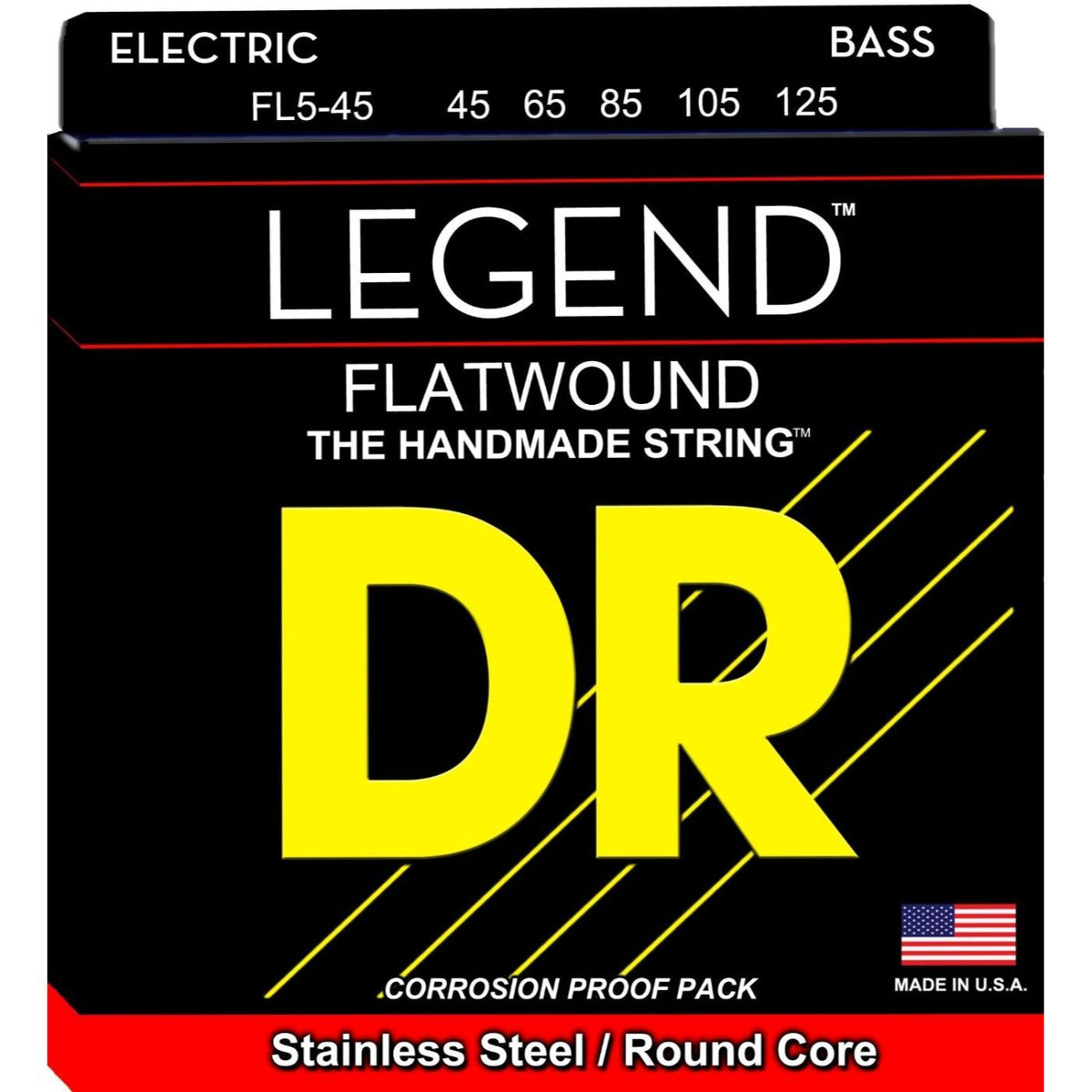 DR Strings FL5-45 Legend Polished Flatwound Stainless Steel 5 String Bass Guitar Strings-DR Strings-Infinite Music