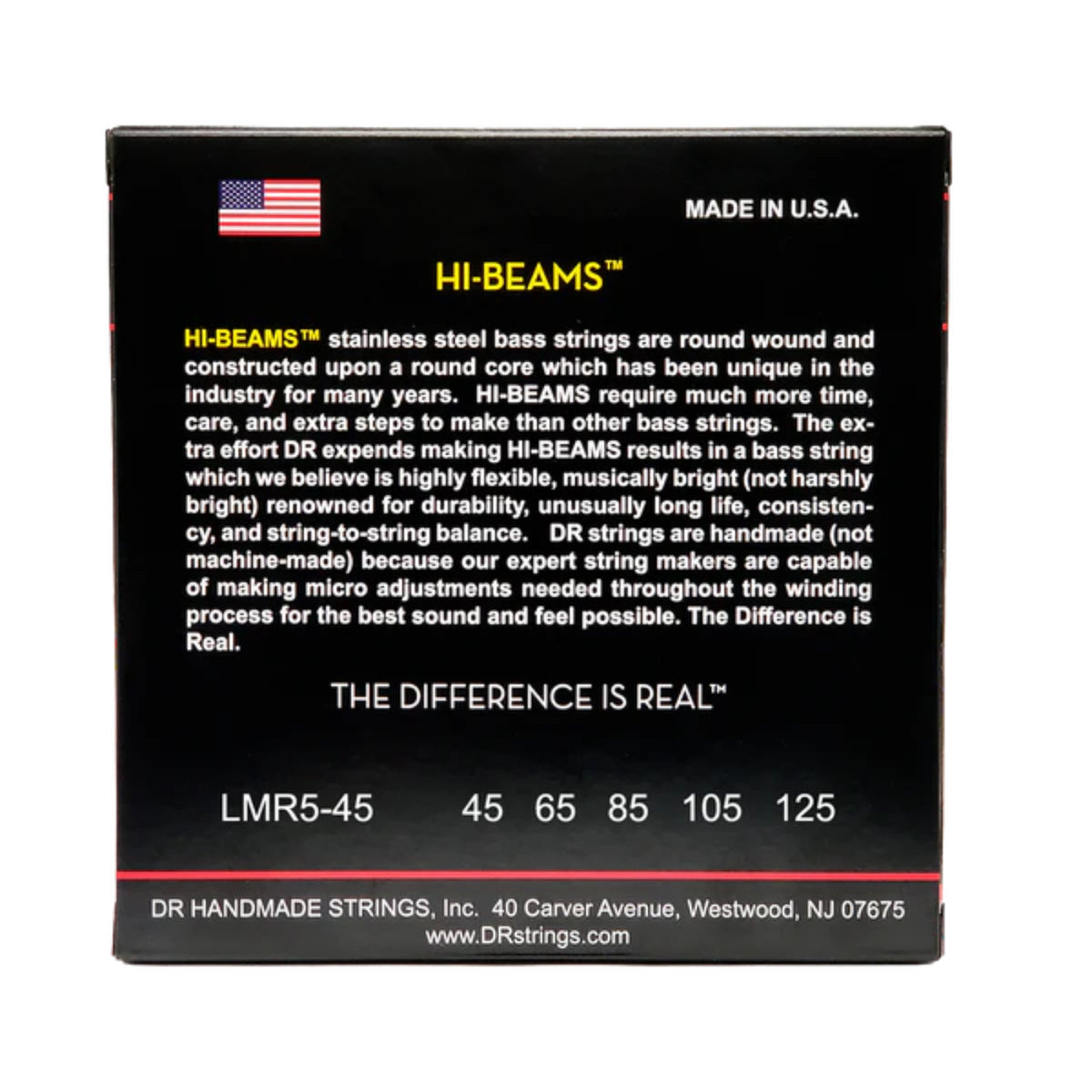 DR Strings 'Hi Beam' Stainless Steel 5-String Bass Set - 45-125 (X-Long Scale) LMR5-45-DR Strings-Infinite Music