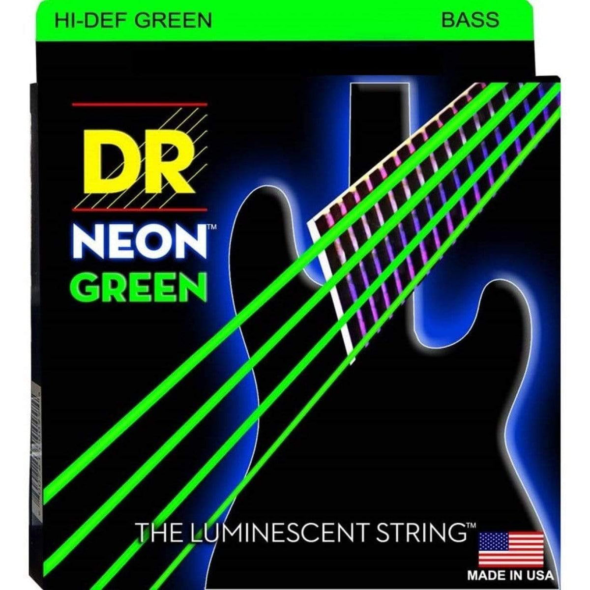 DR Strings NGB-45 Neon Hi-Def Green 4 String Bass Guitar Strings 45-105-DR Strings-Infinite Music