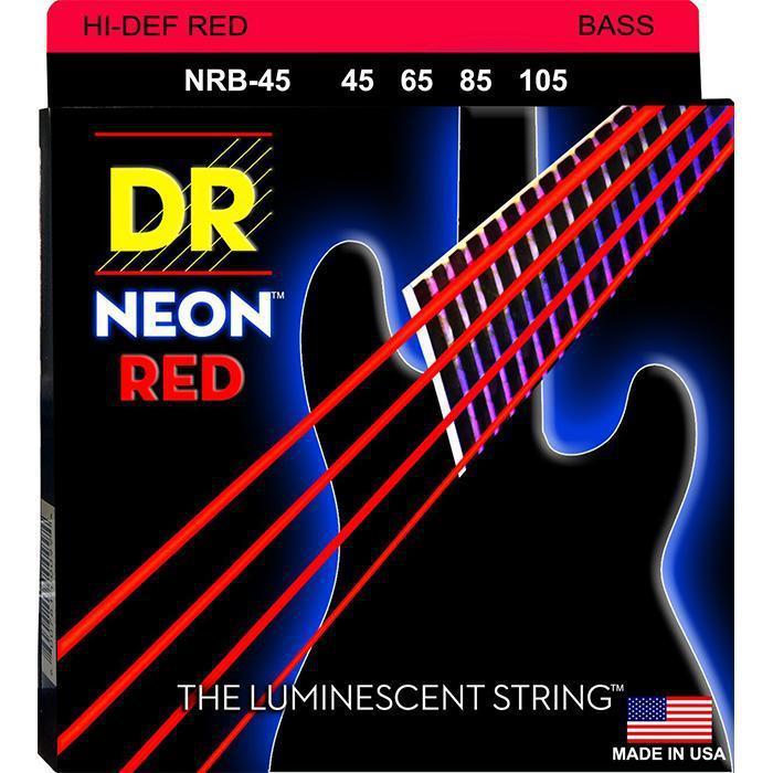 DR Strings NRB-45 Hi-Def Neon Red Coated Bass Guitar Strings 45-105-DR Strings-Infinite Music