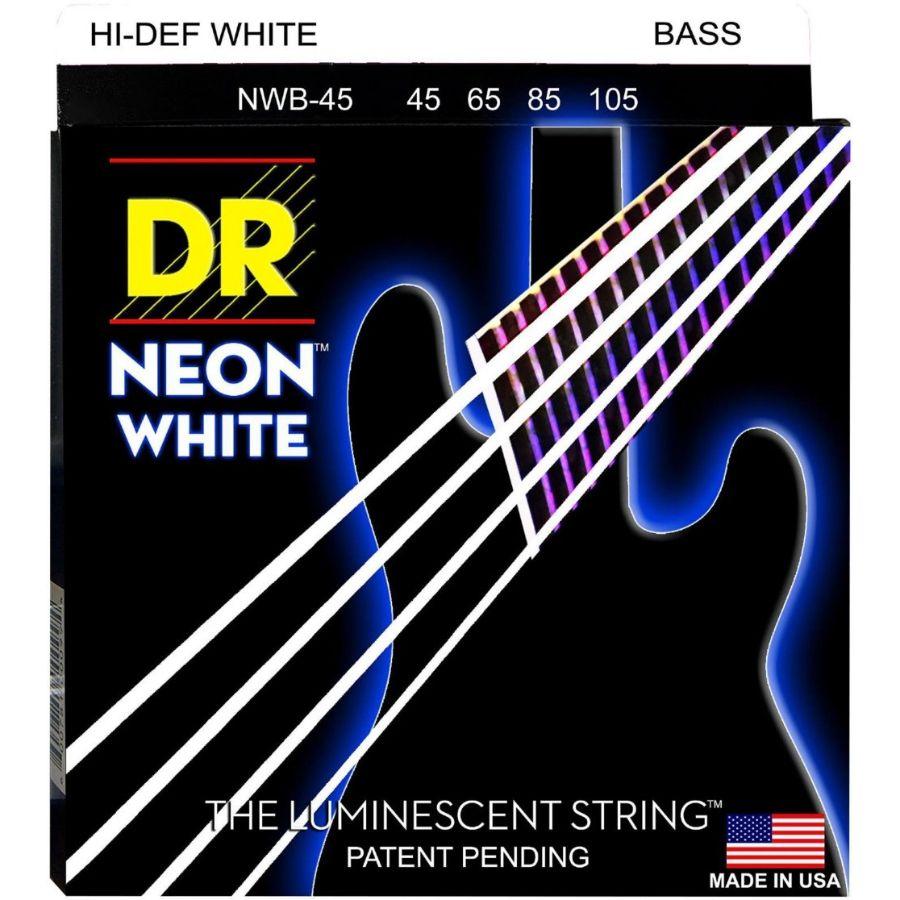 DR Strings NWB-45 Neon White Medium Bass Guitar Strings - 45-105-DR Strings-Infinite Music