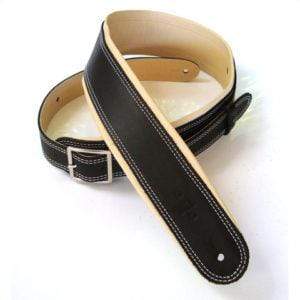DSL GEG 2.5" GARMENT Rolled Edge Buckle Black/Beige Guitar Strap-DSL-Infinite Music