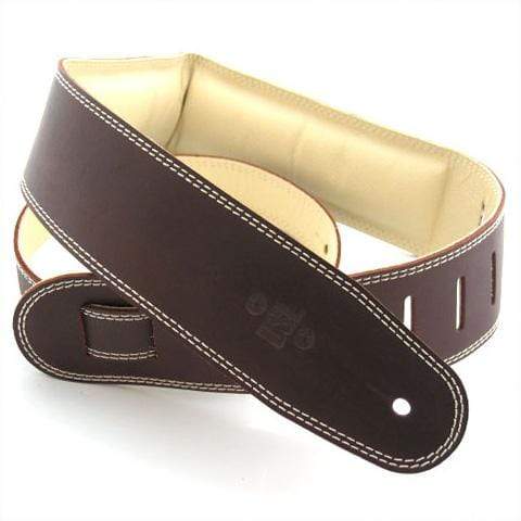 DSL GEG Garment Saddle 2.5" Brown/Beige Leather Padded Guitar Strap-DSL-Infinite Music