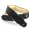 DSL Garment 2.5" Black/Beige Leather Padded Guitar Strap-DSL-Infinite Music