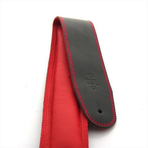 DSL Garment 2.5" Black/Red Leather Padded Guitar Strap-DSL-Infinite Music