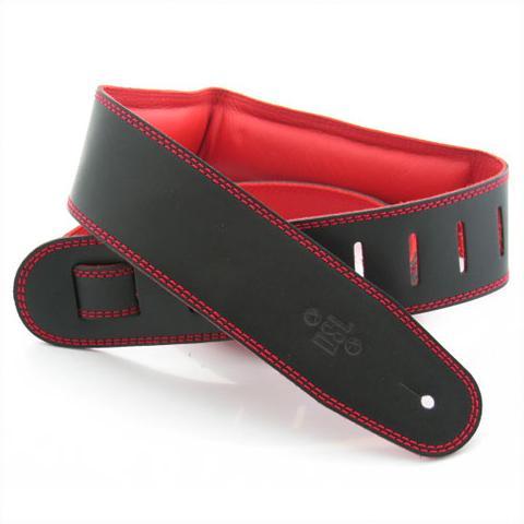DSL Garment 2.5" Black/Red Leather Padded Guitar Strap-DSL-Infinite Music
