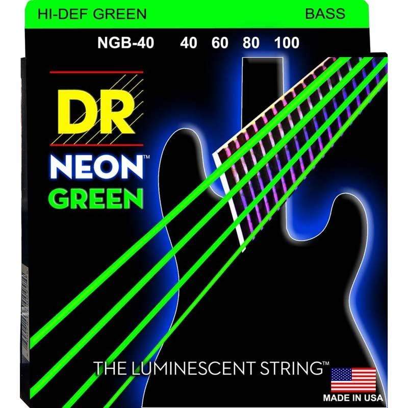 Dr Strings NGB-40 Neon Hi-Def Green 4 String Bass Guitar Strings 40-100-DR Strings-Infinite Music