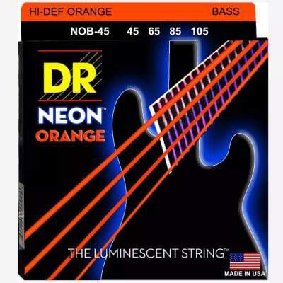 Dr Strings NOB-45 Neon Hi-Def Orange 4 String Bass Guitar Strings 45-105-DR Strings-Infinite Music
