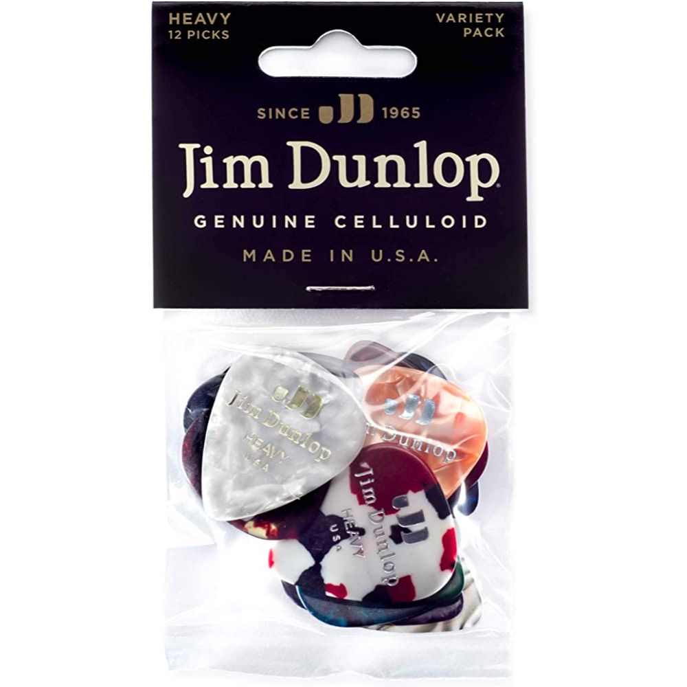Dunlop PVP107 Celluloid Heavy Variety Guitar Picks - 12 Pack-Dunlop-Infinite Music
