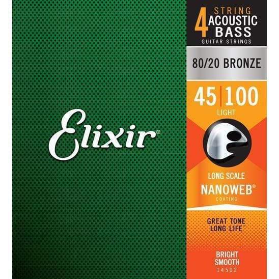 ELIXIR 14502 Acoustic Bass Guitar Strings 80/20 Bronze with Nanoweb Coating Light 45-100-Elixir-Infinite Music
