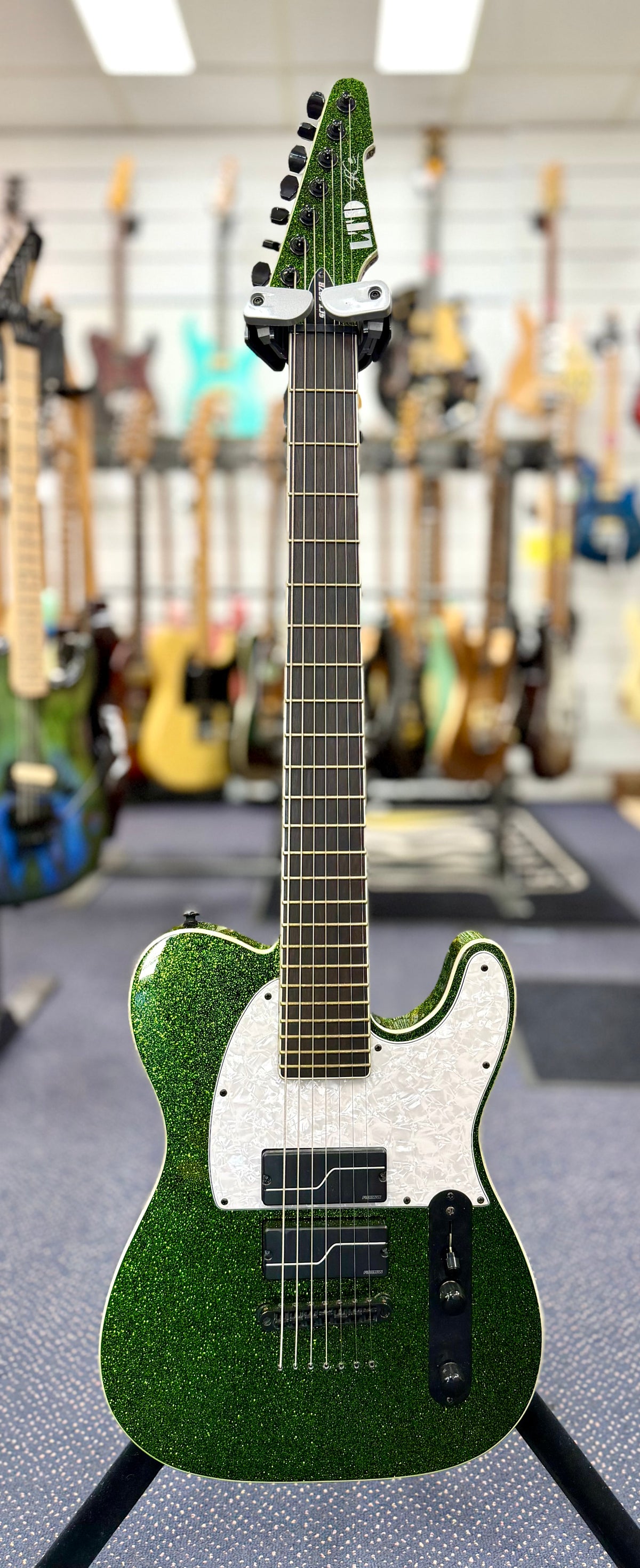 ESP LTD SCT-607B Stephen Carpenter 7 String Baritone Electric Guitar -Green Sparkle- W/- Hard Case ( Pre Owned)-ESP-Infinite Music