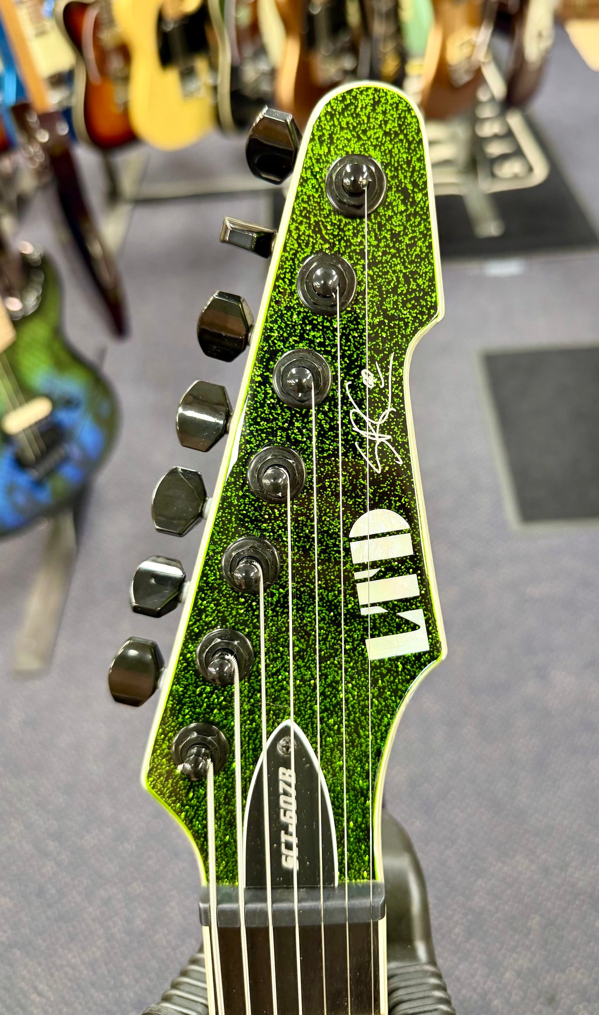 ESP LTD SCT-607B Stephen Carpenter 7 String Baritone Electric Guitar -Green Sparkle- W/- Hard Case ( Pre Owned)-ESP-Infinite Music