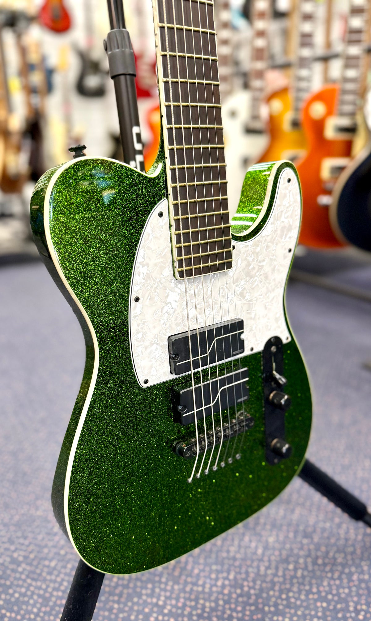 ESP LTD SCT-607B Stephen Carpenter 7 String Baritone Electric Guitar -Green Sparkle- W/- Hard Case ( Pre Owned)-ESP-Infinite Music