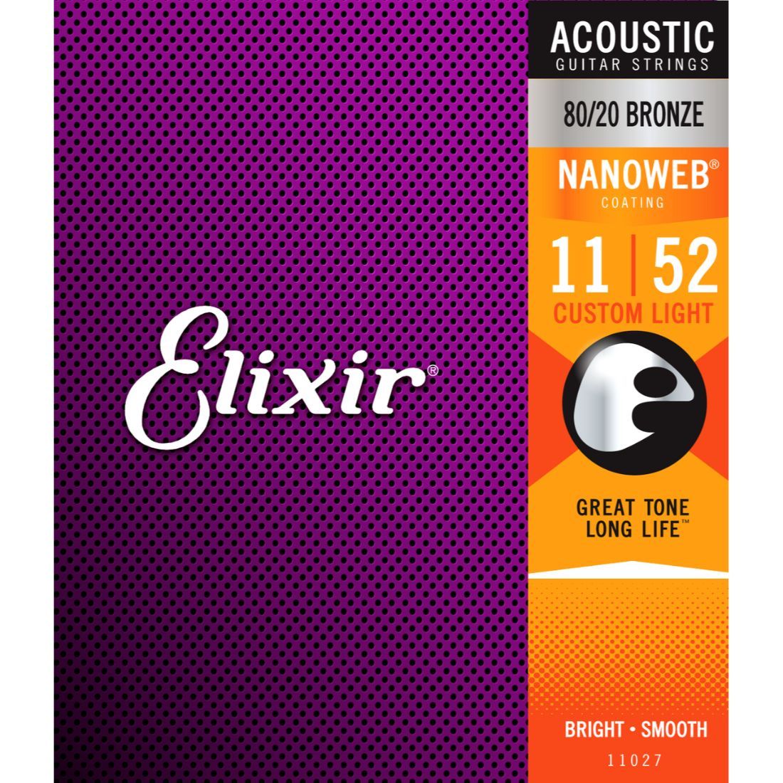 Elixir 11027 80/20 Bronze Nanoweb Acoustic Guitar String Set - Custom Light 11-52-Elixir-Infinite Music
