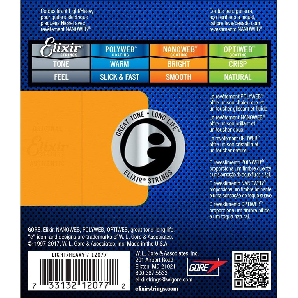 Elixir 12077 Electric Guitar Strings - Nanoweb Light/Heavy 10-52-Elixir-Infinite Music