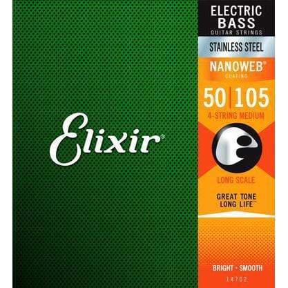Elixir 14702 Nanoweb 4 String Bass Guitar Strings Stainless Steel Medium 50-105-Elixir-Infinite Music