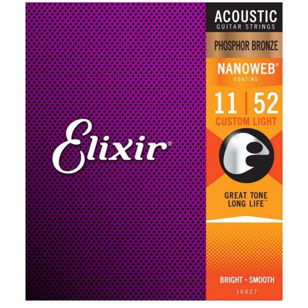 Elixir 16027 Phosphor Bronze Nanoweb Acoustic Guitar String Set - Custom Light 11-52-Elixir-Infinite Music