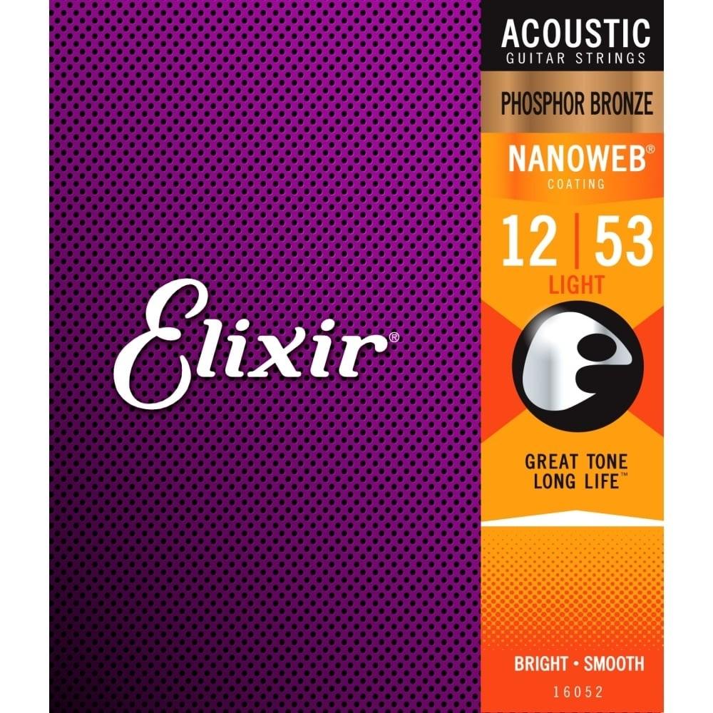 Elixir 16052 Nanoweb Acoustic Guitar String Set - Light 12-53-Elixir-Infinite Music