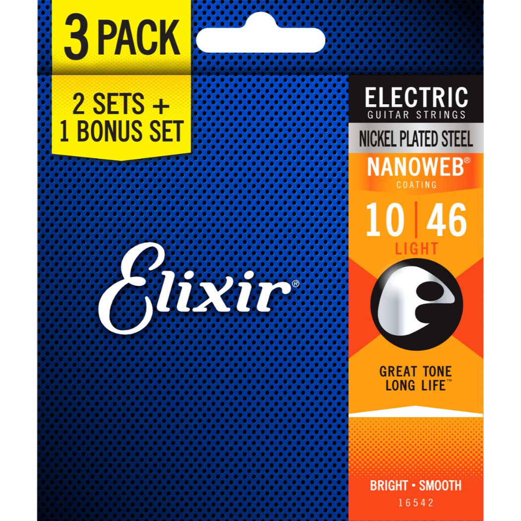 Elixir 16542 Nanoweb Light Electric Guitar Strings - 3 Pack 10-46-ELIXIR-Infinite Music