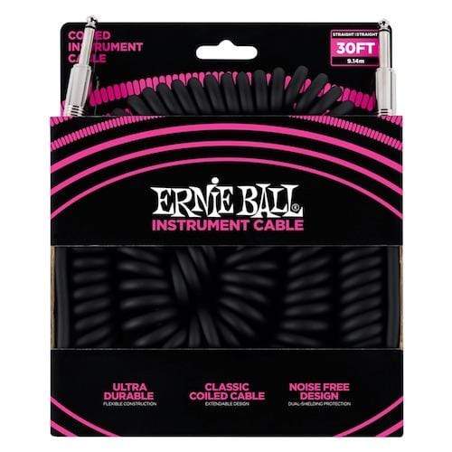 Ernie Ball 30Ft Ultraflex Black Coiled Instrument Cable-Ernie Ball-Infinite Music