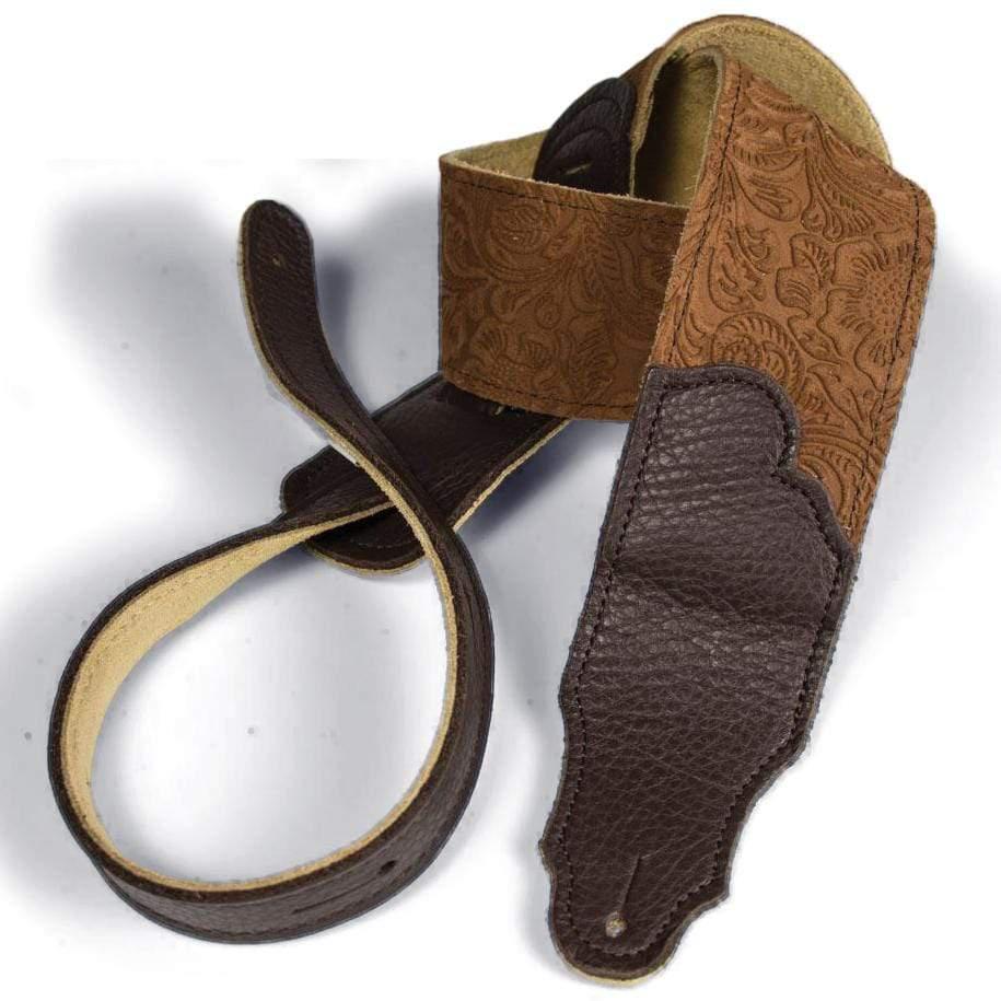 Franklin 2.5" Caramel Embossed Suede/Chocalate Guitar Strap-Franklin-Infinite Music