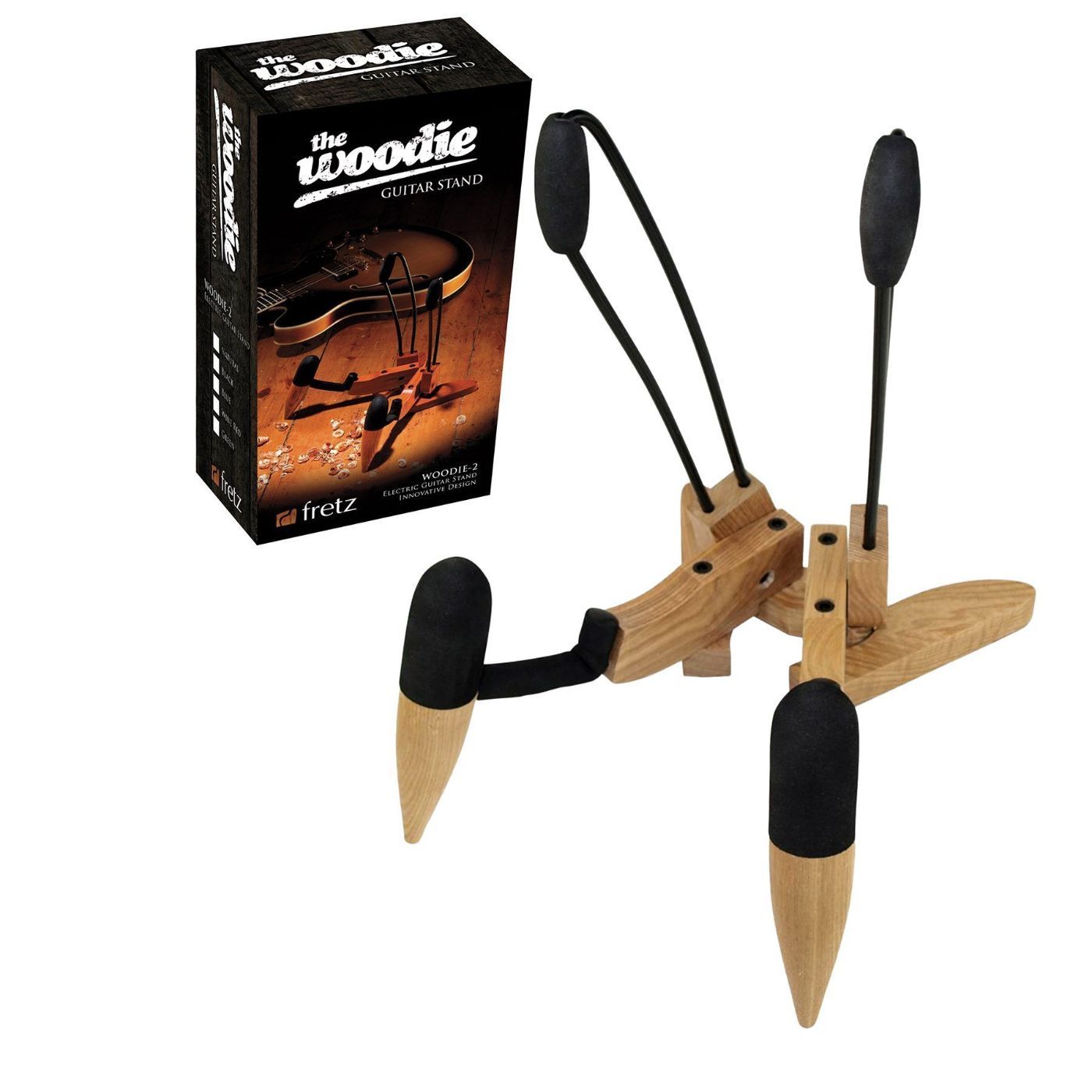 Fretz 'Woodie 2' Wooden Folding Electric Guitar Stand - Natural Gloss-Fretz-Infinite Music