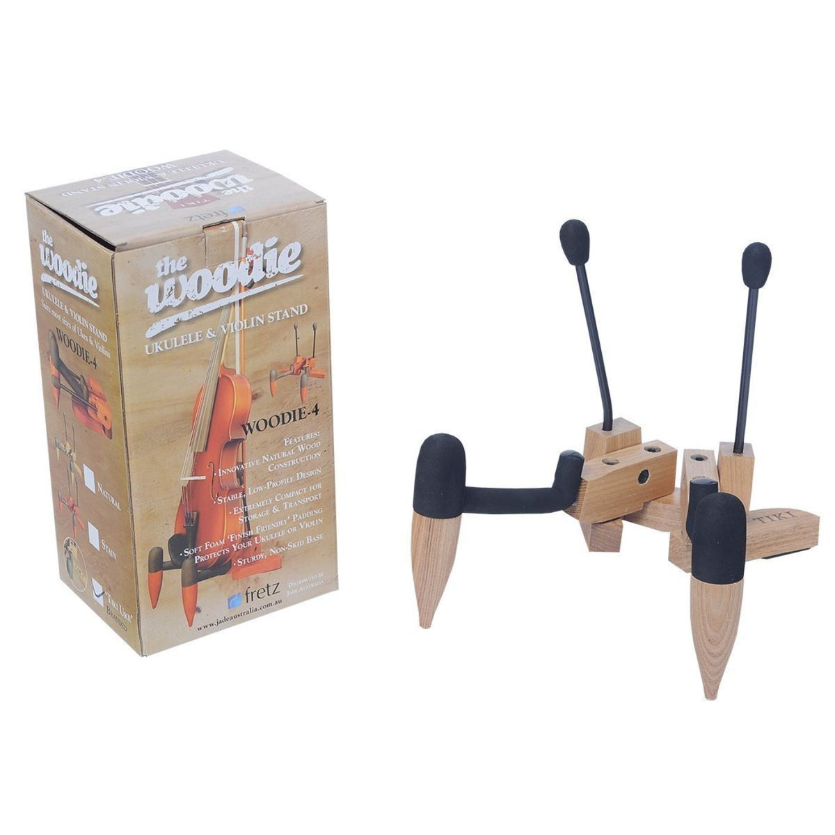 Fretz 'Woodie 4' Wooden Folding Ukulele and Violin Stand - Natural-Fretz-Infinite Music