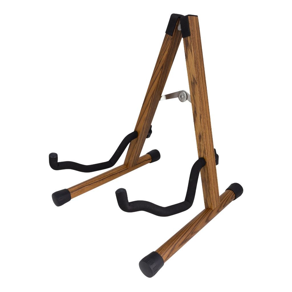 Fretz 'Woodie 5' Wooden Folding A-Frame Acoustic and Electric Guitar Stand - Zebrawood-Woodie-Infinite Music