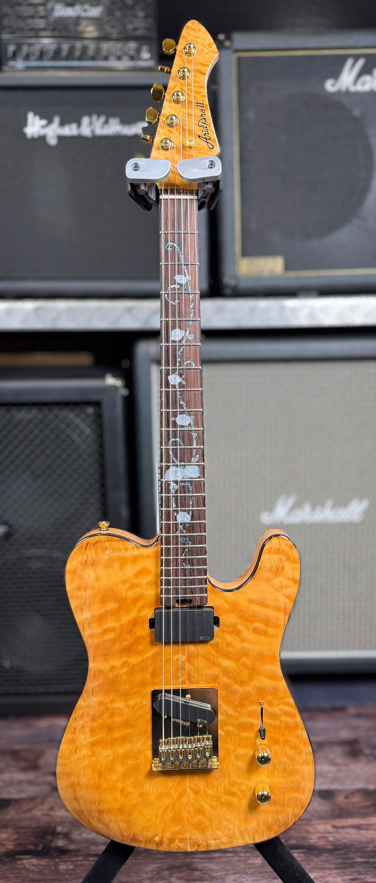 Aria Pro II TEG-780N Japan LTD Model  Electric Guitar- Quilted Maple W/- Deluxe Gig Bag ( Pre Owned )