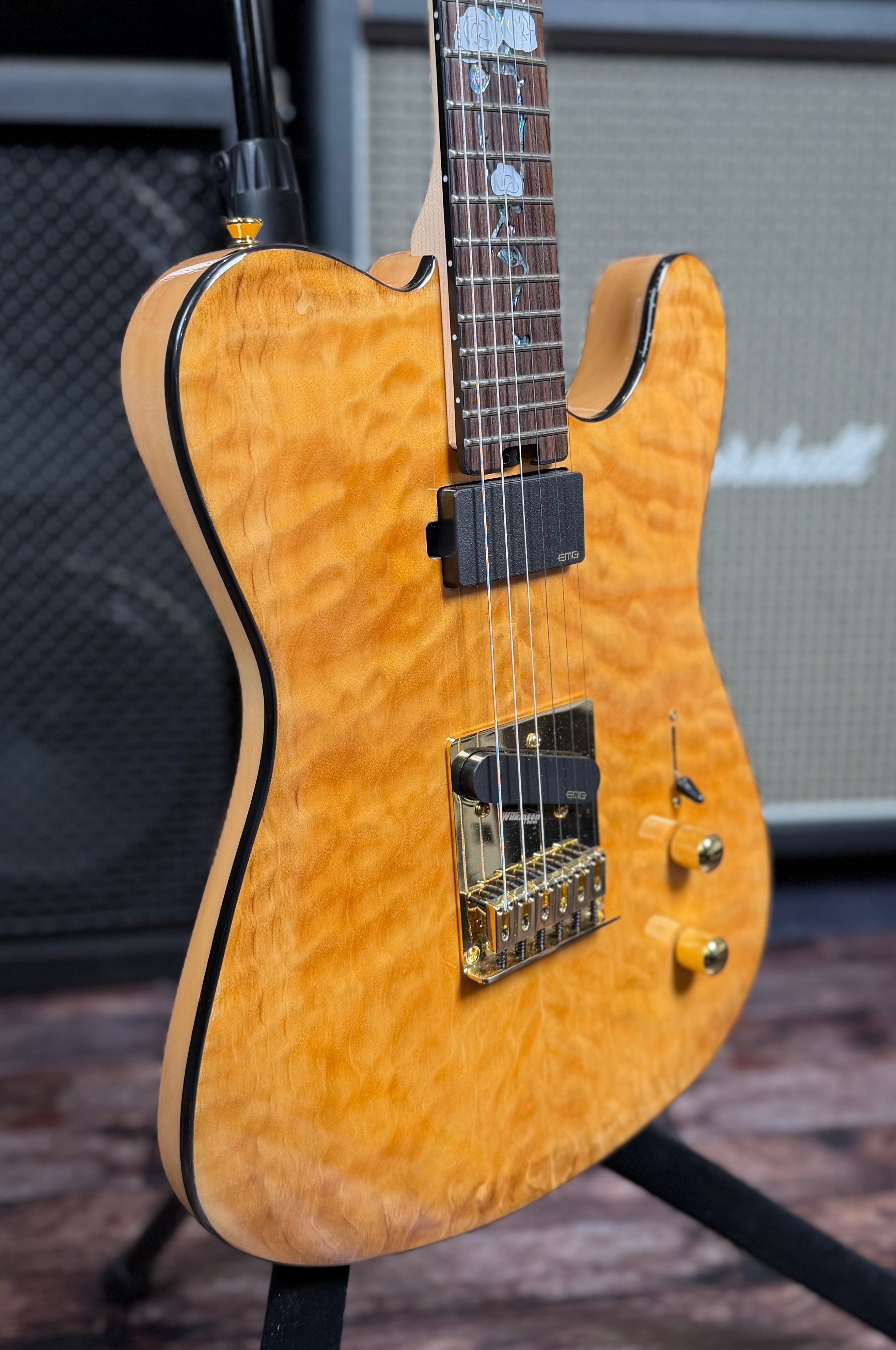 Aria Pro II TEG-780N Japan LTD Model  Electric Guitar- Quilted Maple W/- Deluxe Gig Bag ( Pre Owned )