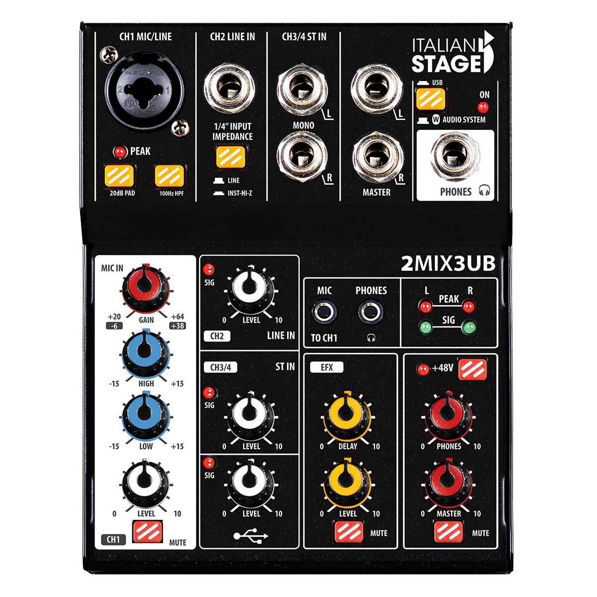 Italian Stage 2MIX3UB Stereo Mixer w/- USB & Bluetooth-Italian Stage-Infinite Music