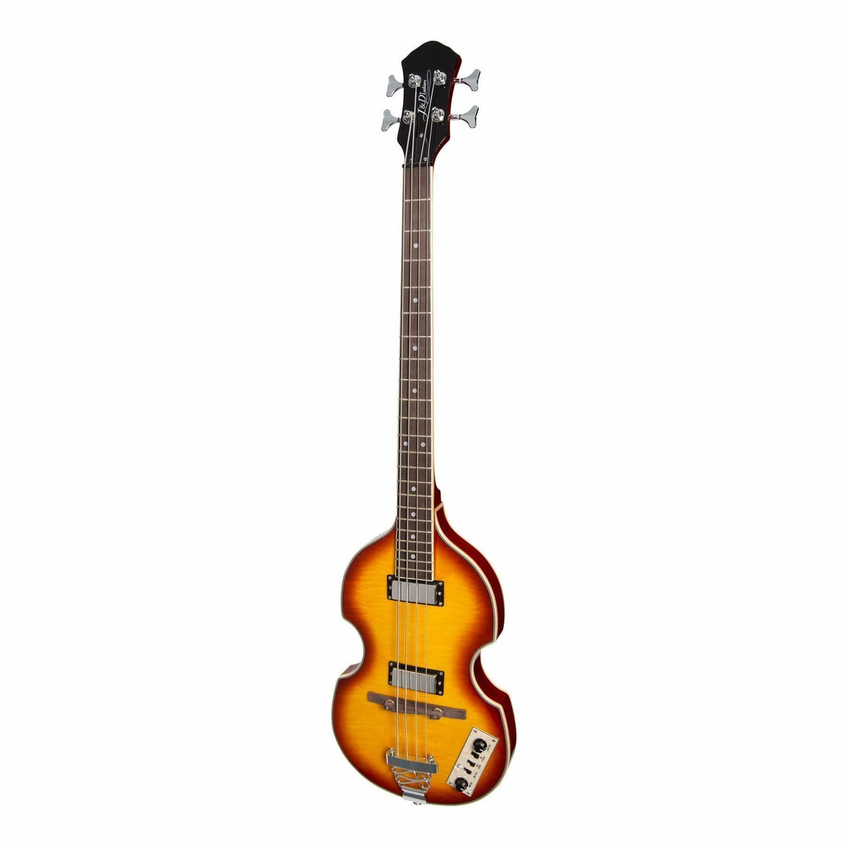 J&D Luthiers Violin-Style Electric Bass Guitar - Honey Burst-J&D Luthiers-Infinite Music