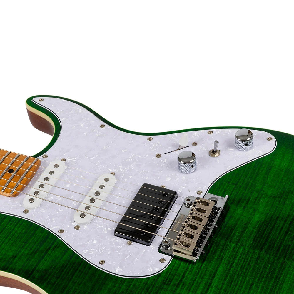JET JS-600-TGR Flame Maple Top Electric Guitar- Transparent Green ( JS-600-TGR )