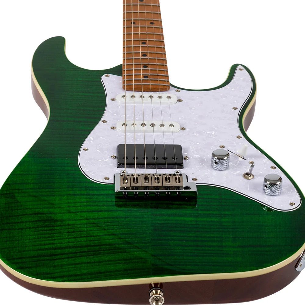 JET JS-600-TGR Flame Maple Top Electric Guitar- Transparent Green ( JS-600-TGR )