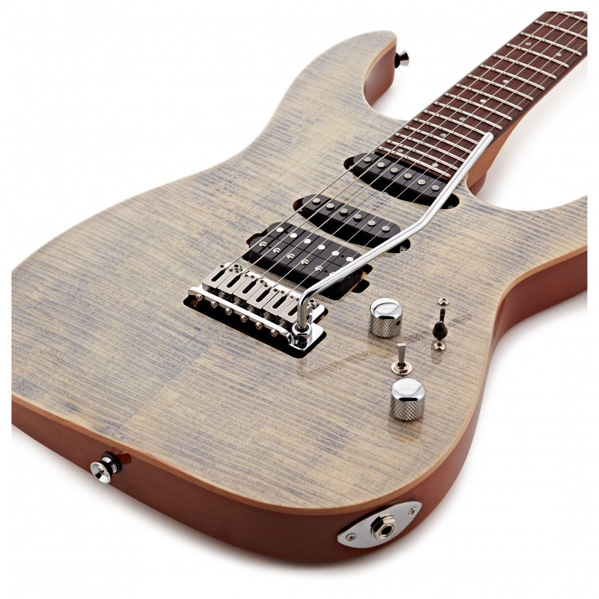 JET Elite JS-45 Flame Maple Electric Guitar - Indigo Gray w/- Deluxe Gig Bag-Jet Guitars-Infinite Music