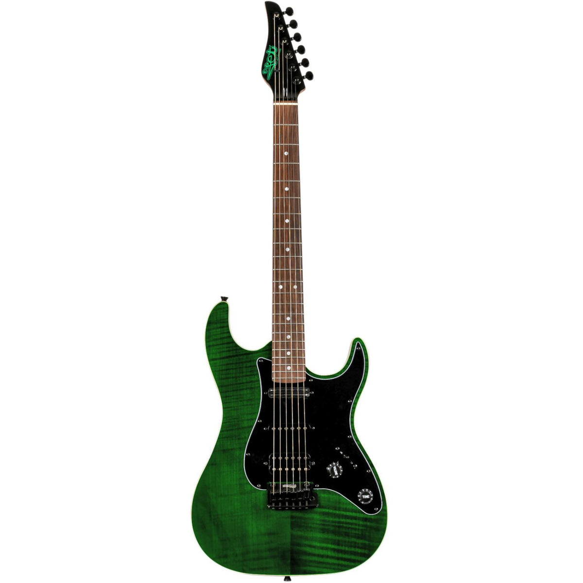 JET Guitars JS-450-TGR-R Electric Guitar Roasted Maple/ Rosewood - Transparent Green -Jet Guitars-Infinite Music