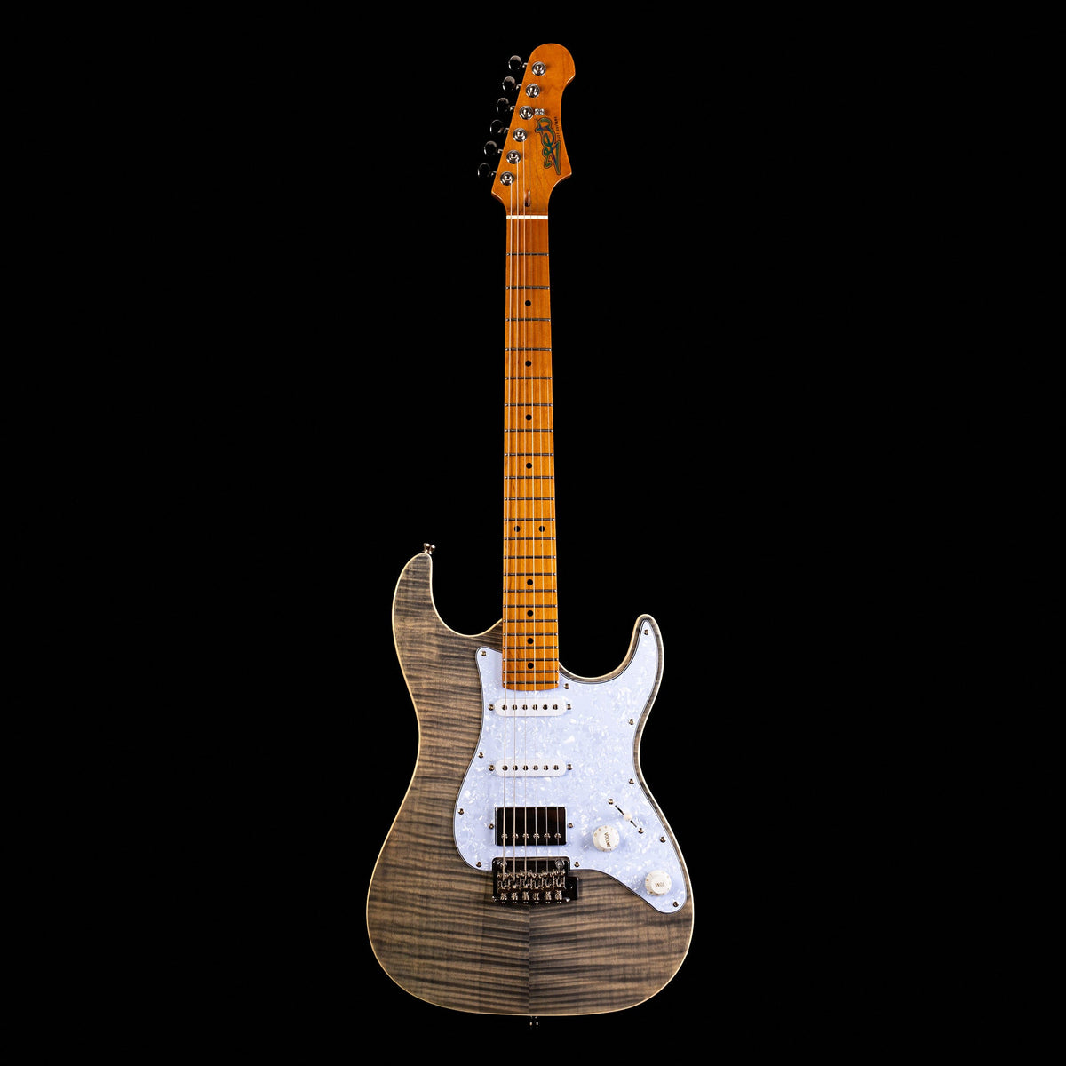 JET JS-450-TBK Flame Top HSS Electric Guitar - Transparent Black-Jet Guitars-Infinite Music